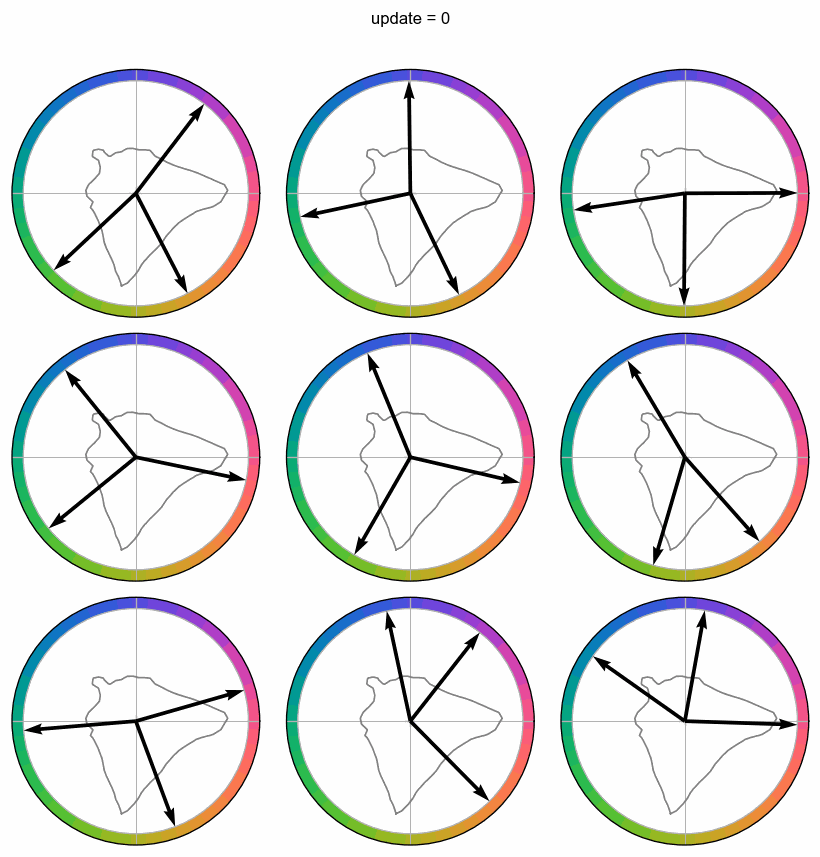 Three basis vectors training animation